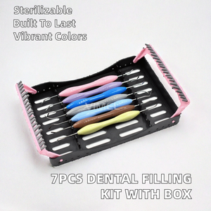 Kit de Restauración Dental de 7 Piezas, Instrumentos de Relleno de Composite, Acero Inoxidable Manual con Mango de Silicona, Autoclavable - Product Image 2