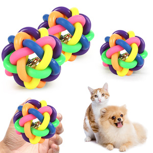 Suministros para mascotas Pelota de juguete Bola de campana colorida Juguete para perros Bola de arco iris Gato - Product Image 3