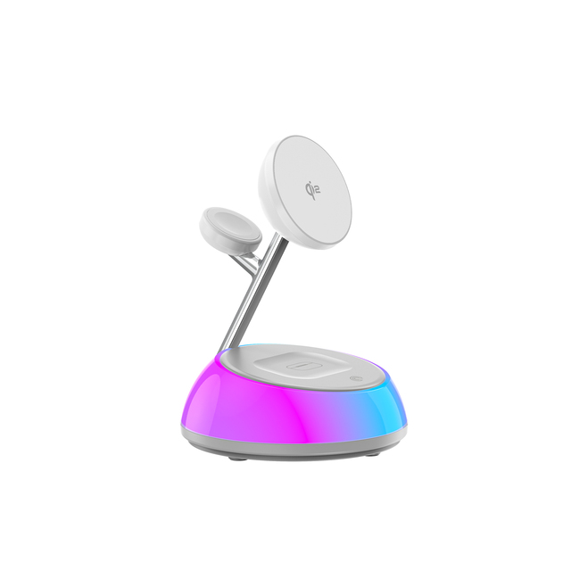 WiWU 3-in-1 Portable Qi2 Wireless Charger 15W Output Power Multi-Function Desktop Charger Mobile Phones Smart Watches Earphones