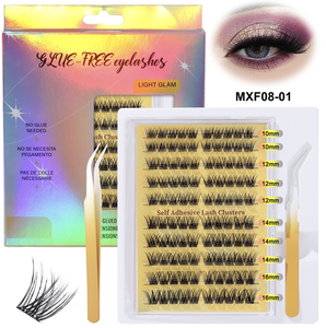 Handmade Natural No Glue Self <b>Adhesive</b> Cluster <b>Lashes</b> Pre-Cut Individual Pre-Bond Technology Press-On Reusable DIY Crisscross - Product Image 4