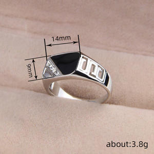 Bague géométrique pour homme T0575 en argent 925 avec cristaux de strass sertis en canal, pour un usage quotidien - Product Image 4