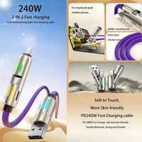 Cable de Carga USB Tipo C de 2 Metros, Cable de Datos de Carga Rápida 4 en 1 de Aleación de Zinc, Interfaz USB de 66 W, Inteligente para Teléfono Tipo C
