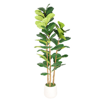 Ficus lyrata artificiel avec pot décoratif blanc, plantes artificielles modernes, verdure artificielle avec pot