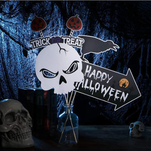 Personnalisé Citrouille Crâne Fantôme <span class=keywords><strong>Zombie</strong></span> Corbeau Sorcières Trick or Treat Joyeux Halloween Fête Bannières Marque Lunettes Signes <span class=keywords><strong>Photo</strong></span> Props Décor - Product Image 6