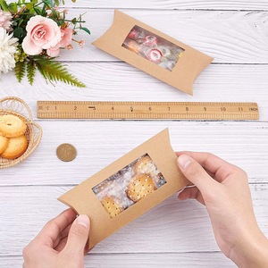 Caja de papel para dulces personalizada al por mayor, almohada de papel Kraft plegable <span class=keywords><strong>con</strong></span> ventana para <span class=keywords><strong>galletas</strong></span> - Product Image 2