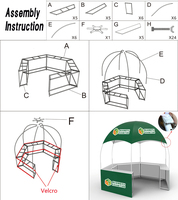 Carpa Domo para Puesto de Comida con Mostrador, Carpa Tipo Domo Hexagonal de 10x10 para Eventos Promocionales al Aire Libre