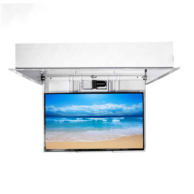 FORTUNE Smart Home Large Ceiling TV Mount Electric Flip Down Motorized Lift with Remote Control Steel Construction 50kg Capacity