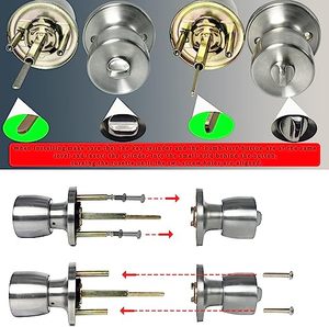 Ensemble de serrures en métal finition nickel satiné pour salle de bain, plaque de verrouillage amovible et bouton de porte <span class=keywords><strong>rond</strong></span> - Product Image 6