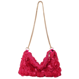 Bolso de Noche con Lentejuelas y Flores 3D para Mujer, Cartera de Mano con Cremallera en Forma de Media Luna para Boda, Fiesta o Cita Nocturna - Product Image 1