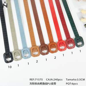 Cintura da Donna alla Moda con Fibbia Quadrata a Z, Motivo Coccodrillo in PU, 3,5 cm - Product Image 1