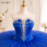 Tutu de ballet classique bleu royal personnalisé Baiwu avec strass pour spectacle sur scène
