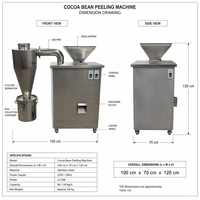 Machine à peler les fèves de cacao à haute efficacité 50 kg/h, éplucheuse automatique de fèves de cacao commerciale