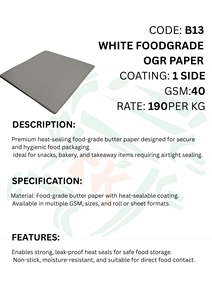 Non Toxic <b>White</b> Foodgrade OGR Paper for Food Industry Oil Proof Packaging Sheets Ideal for <b>Wraps</b> Liners Versatile Kitchen Use - Product Image 4