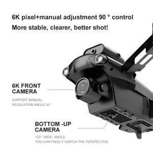 Drone en plastique pliable pour débutants, double caméra 48MP, lumières LED, gyroscope 6 axes, transmission 300M, télé<span class=keywords><strong>commande</strong></span> Wi-Fi, 6k HD, longue durée de vol - Product Image 4