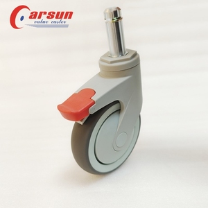 Roulettes médicales à tige longue avec anneau de maintien en TPR noir, verrouillage centralisé, fonctionnement silencieux et conception durable - Product Image 4