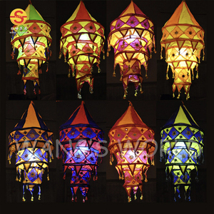 Vải trang trí LED ánh sáng vải đèn lồng ráp Mắt Bắt thêu Đèn chùm Chụp đèn - Product Image 1