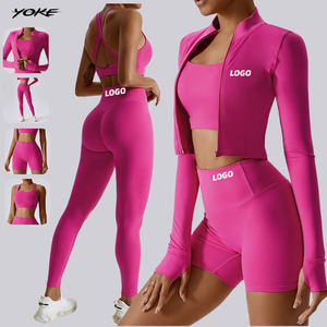 YOKE - Conjunto Deportivo Personalizado con Logotipo, 4 Piezas, <span class=keywords><strong>Ropa</strong></span> Deportiva <span class=keywords><strong>para</strong></span> <span class=keywords><strong>Mujer</strong></span>, <span class=keywords><strong>Ropa</strong></span> <span class=keywords><strong>de</strong></span> Yoga, <span class=keywords><strong>Ropa</strong></span> <span class=keywords><strong>de</strong></span> Entrenamiento, Conjuntos <span class=keywords><strong>de</strong></span> Yoga <span class=keywords><strong>para</strong></span> <span class=keywords><strong>Mujer</strong></span>, <span class=keywords><strong>Gimnasio</strong></span> - Product Image 1