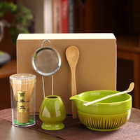 4 Pcs 6 Pcs Set de Thé Japonais Matcha Bol à Matcha avec Bec Fouet à Matcha en Bambou et Porte-Fouet en Céramique Cadeaux pour les Amateurs de Thé