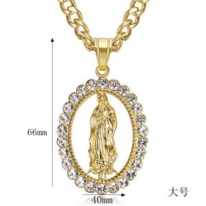 Vierge Marie à la mode Zircon déesse 316 bijoux en acier inoxydable bijoux fins 18k Pvd plaqué or pendentif colliers pour femmes 2024 - Product Image 2