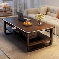 Table basse moderne en bois 100 x 60 x 42 cm avec étagère de rangement, meuble pour salon, appartement, hôtel