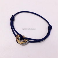 Bijoux de cœur pour femme en acier inoxydable plaqué or 18 carats breloque de cœur à emboîtement cordon en satin bracelet tressé fabricant de bijoux
