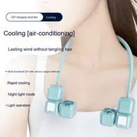 Ventilateur portable à porter autour du cou, ventilateur personnel mains libres rechargeable par USB-C avec lumière nocturne pour l'intérieur et l'extérieur