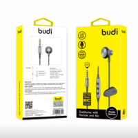 Écouteurs intra-auriculaires filaires Budi 1,2 m avec contrôle mains libres, basses profondes, TWS, pour gaming, unilatéraux, avec micro Type C, compatibles avec les téléphones 15 et 16