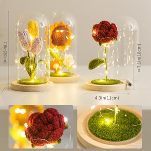 Lámpara de noche de girasol de ganchillo hecha a mano, cubierta de linterna de simulación en maceta, adorno de tulipán, regalo festivo, producto terminado - Product Image 3