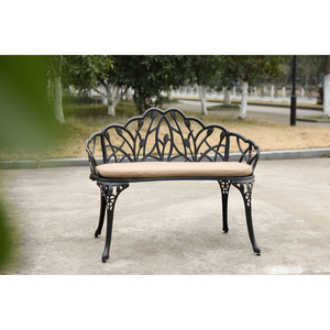 Tulip Patio Garden <b>Bench</b> Cast Aluminum Outdoor Furniture Floral Rose Design for Patio Park Lawn Yard - Product Image 5