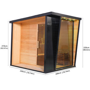 Sauna Exterior para 4-5 Personas, de Madera, con Terapia de Luz, Spa, Vapor Húmedo, Resistente a la Lluvia y Duradera - Product Image 4