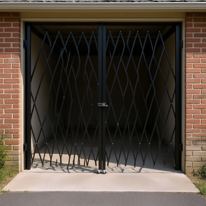 Porte de sécurité accordéon double pliante en acier 7,1' H x 12,5' L, rétractable pour garage ou abri, commande manuelle - Product Image 2