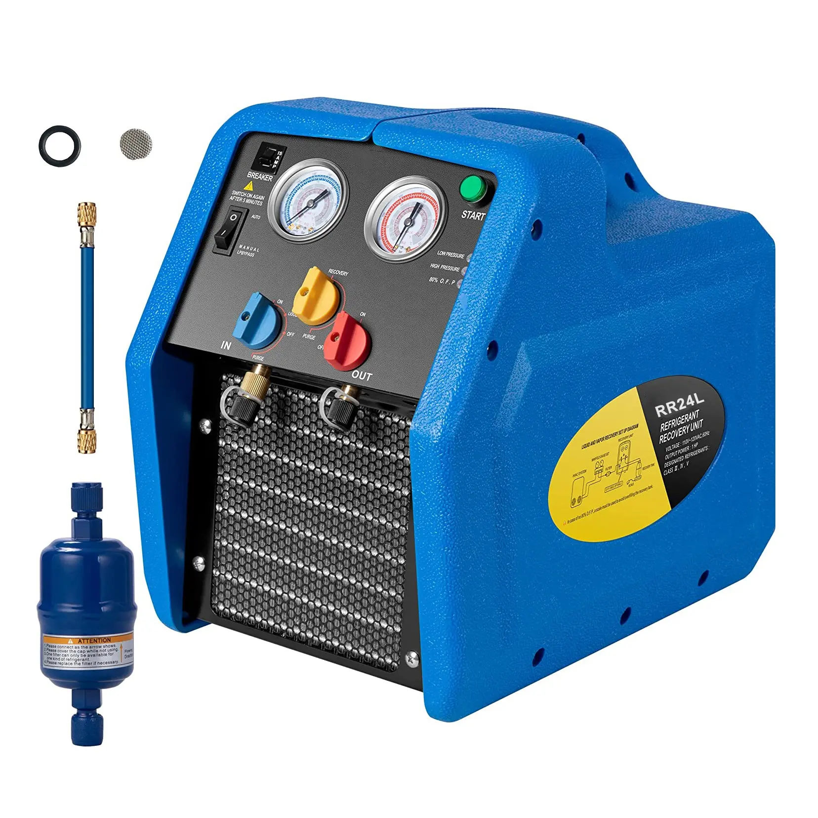 Portable 558psi Oil-less Refrigerant Recovery Machine for Both Liquid and Vapor Refrigerant Air Conditioning Repair Tool