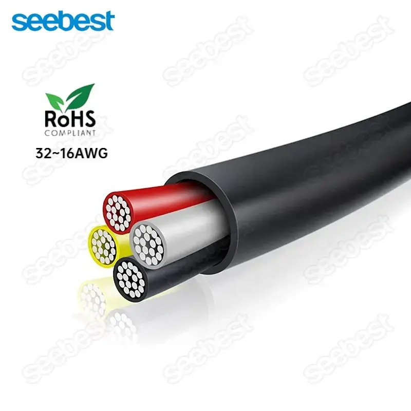 Seebest 2464 24awg 2c / 3c / 4c / 5c /6c Multicore Pvc kablo ceket ev kablolama için kalaylı bakır tel elektrik kabloları