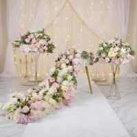 Offre Spéciale 200CM fait à la main en soie Rose fleurs artificielles personnalisé sec mariage événement décor fleur rangée chemin de Table pour les mariages