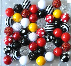 Abalorios de cristal acrílico para hacer joyas, cuentas redondas para abalorios, barra de abalorios, llavero, DIY, 20mm, rojo, negro, amarillo