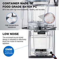 Mixeur Commercial Silencieux 1,5L 2L avec Couvercles, 1500W 2200W, pour Magasin de Thé au Lait et Cuisine, Certifié NSF, avec Bouton Insonorisant