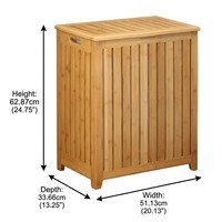 Cesto de Roupa Versátil de Bambu com Tampa e Forro Removível, Grande Estação de Armazenamento de Roupas para Banheiro e Spa