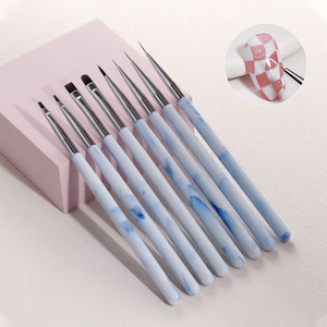 Pinceau à ongles rond et plat, en poils synthétiques, pour la décoration des ongles en gel, outil de manucure pour salon de beauté - Product Image 6