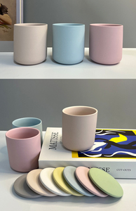 Venta al por mayor de lujo barato blanco esmerilado vela soporte recipiente de cerámica mate decoración del hogar cera de soja cerámica velas tarros - Product Image 5