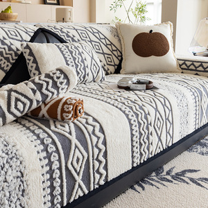 Funda <span class=keywords><strong>de</strong></span> sofá <span class=keywords><strong>de</strong></span> chenilla Bohemia, funda <span class=keywords><strong>de</strong></span> cojín <span class=keywords><strong>de</strong></span> sofá antideslizante patrón geométrico <span class=keywords><strong>de</strong></span> <span class=keywords><strong>tela</strong></span>, moderna, minimalista y <span class=keywords><strong>de</strong></span> <span class=keywords><strong>gusano</strong></span>, primavera y otoño - Product Image 1