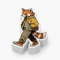 Autocollants découpés sur mesure en vinyle imperméable pour animaux : renard, chat, raton laveur, grenouille, chien – pour la décoration de bouteilles, ordinateurs portables, bagages et journaux