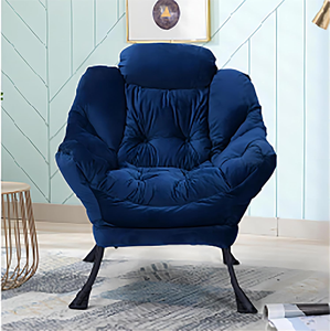 带折叠脚凳的懒人椅，天鹅绒软垫，金属结构，带垫子，沙发扶手椅，带脚凳 - Product Image 4