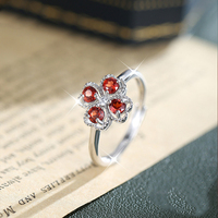 Fabricant de bijoux sur mesure, bague en argent sterling 925 plaqué rhodium, cristal rouge rose, améthyste, pierre naturelle, trèfle à quatre feuilles