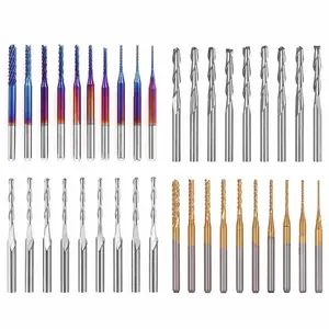 Lingyue 40pcs End Mills CNC Router Bits 0.8~3mm Shank CNC Cutter Milling Carving Bit Set 3018 cnc router end mill