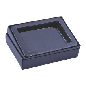 Boîte porte-cartes bleue rectangulaire, finition noire mate, pour cartes de visite et notes - Product Image 1