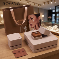 Boyang Coffret Cadeau de Bijoux de Luxe en Cuir, Collier Bague Couvercle et Base, Nouvelle Conception Personnalisée