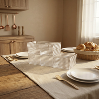 Caja de Almacenamiento de Cristal Transparente, Tamaños S y L, Multi-compartimentos, 100% PS, para Uso en el Hogar, Sala de Estar y Baño, Gran Venta