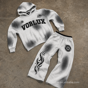 OEM Acid Wash Heavy French Terry Blank Tracksuit 450gsm Unisex Screen Print Custom Streetwear Tracksuit Bulk Wholesale - Product Image 1