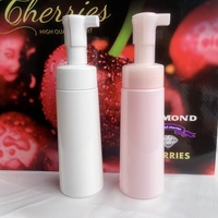 Flacon en mousse cosmétique personnalisé avec logo blanc et rose, flacon en plastique pour gel douche, flacon en mousse nettoyante, emballage