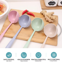 Cuillère de cuisine 2-en-1 et passoire à long manche en plastique, cuillère à fondue pour cadeaux promotionnels